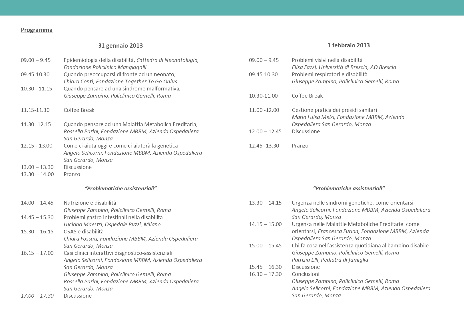 programma pediatria della disabilità 2013